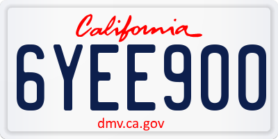 CA license plate 6YEE900