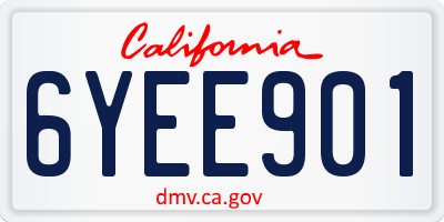 CA license plate 6YEE901