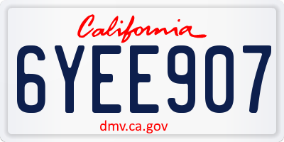 CA license plate 6YEE907