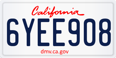 CA license plate 6YEE908