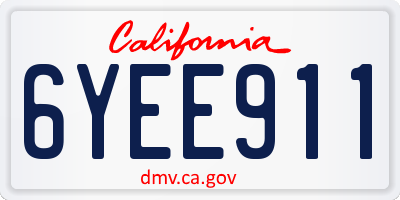 CA license plate 6YEE911