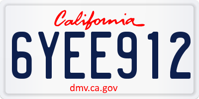 CA license plate 6YEE912