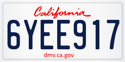 CA license plate 6YEE917