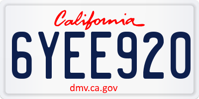 CA license plate 6YEE920