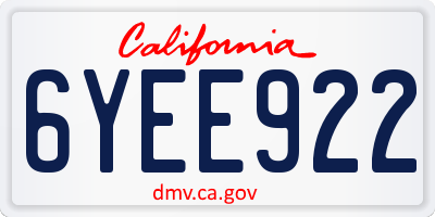 CA license plate 6YEE922