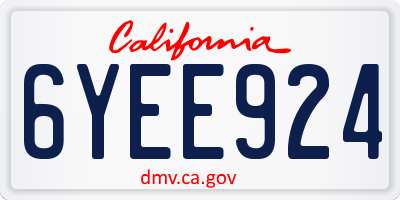 CA license plate 6YEE924