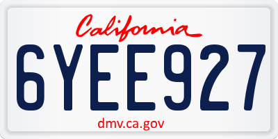 CA license plate 6YEE927