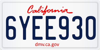 CA license plate 6YEE930