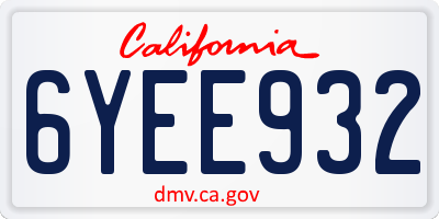 CA license plate 6YEE932