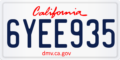 CA license plate 6YEE935