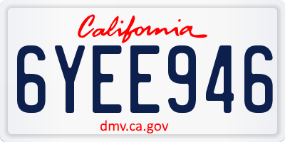 CA license plate 6YEE946