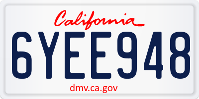 CA license plate 6YEE948