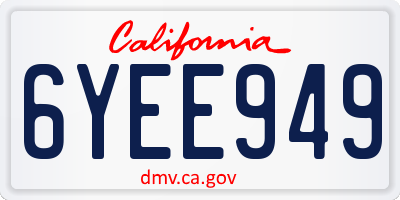 CA license plate 6YEE949