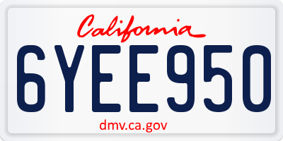 CA license plate 6YEE950