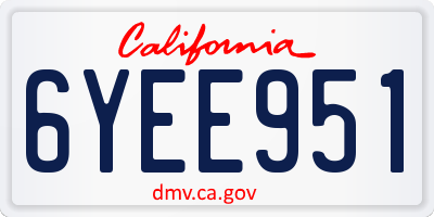 CA license plate 6YEE951