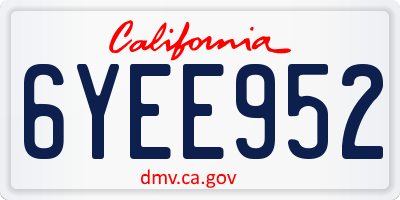 CA license plate 6YEE952