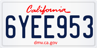 CA license plate 6YEE953