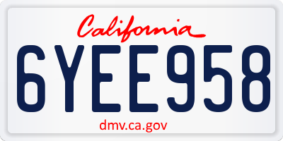CA license plate 6YEE958