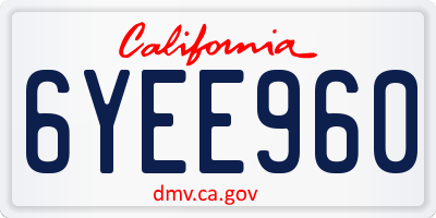 CA license plate 6YEE960