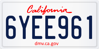CA license plate 6YEE961