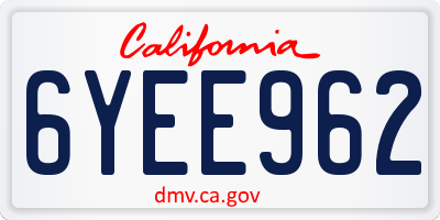 CA license plate 6YEE962