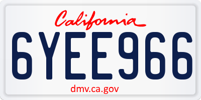 CA license plate 6YEE966