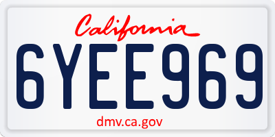 CA license plate 6YEE969