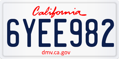 CA license plate 6YEE982