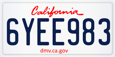 CA license plate 6YEE983