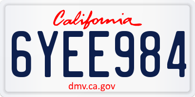 CA license plate 6YEE984