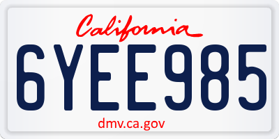 CA license plate 6YEE985