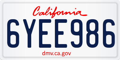 CA license plate 6YEE986