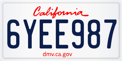 CA license plate 6YEE987