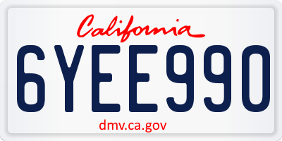 CA license plate 6YEE990
