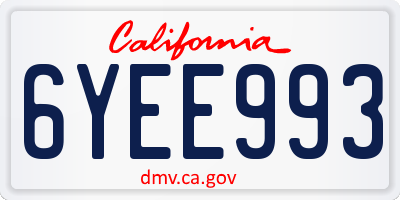 CA license plate 6YEE993