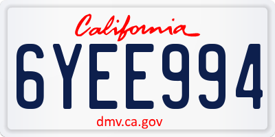 CA license plate 6YEE994