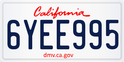 CA license plate 6YEE995