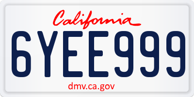 CA license plate 6YEE999