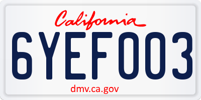 CA license plate 6YEF003
