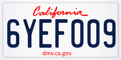 CA license plate 6YEF009