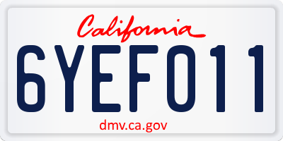 CA license plate 6YEF011