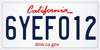CA license plate 6YEF012