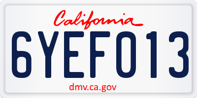 CA license plate 6YEF013