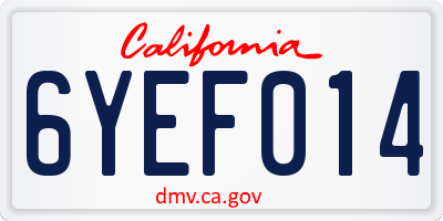CA license plate 6YEF014