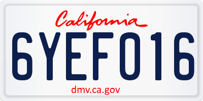 CA license plate 6YEF016