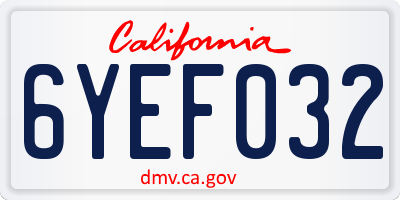 CA license plate 6YEF032