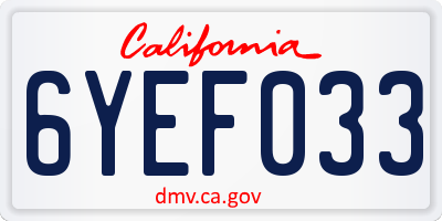 CA license plate 6YEF033