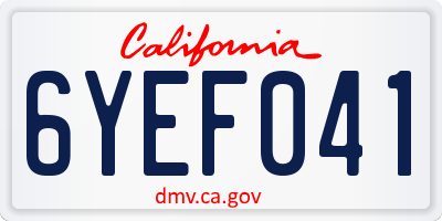 CA license plate 6YEF041