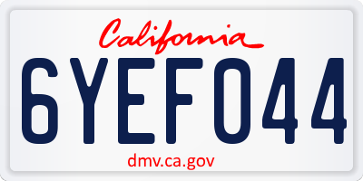 CA license plate 6YEF044