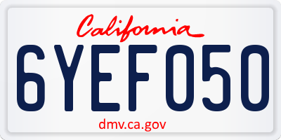 CA license plate 6YEF050